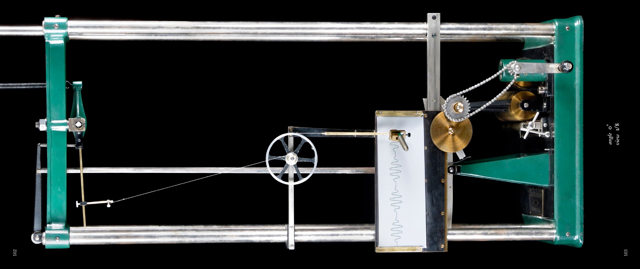 The harmonic analyzer seen from the side, full width, against black