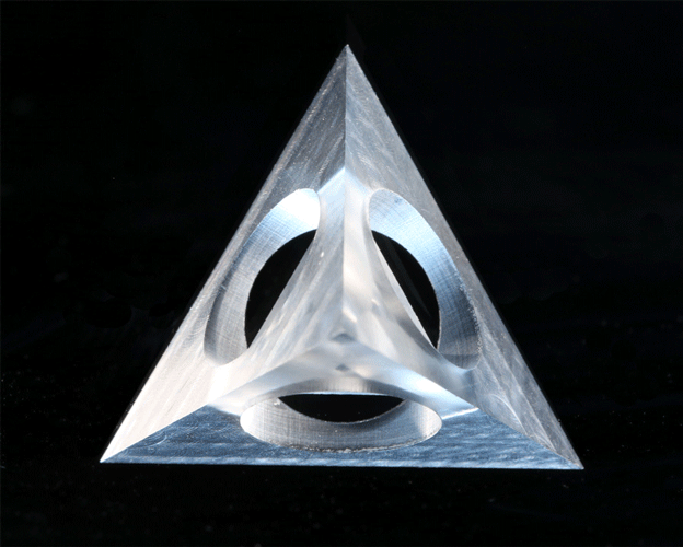 The finished tetrahedron spinning, showing the nested shapes